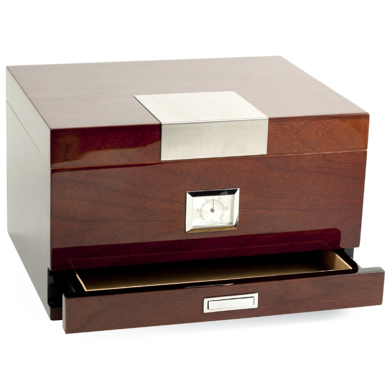 Walnut Cigar Humidor se zásuvkou